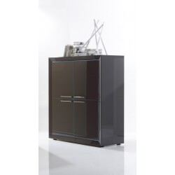 Argentier/bar 4 portes design laqué gris Cécilia