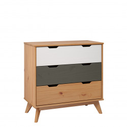 Meuble de rangement scandinave en pin massif laqué miel Napoli