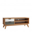 Meuble TV scandinave 110 cm en pin massif laqué miel Napoli