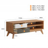 Meuble TV scandinave 110 cm en pin massif laqué miel Napoli