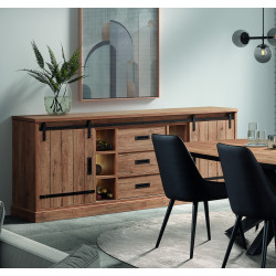 Buffet/bahut style rustique 225 cm coloris chêne Perrine