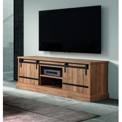 Meuble TV contemporain style rustique 164 cm coloris chêne Perrine