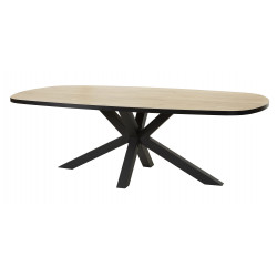 Table de salle à manger ovale style rustique coloris chêne Perrine