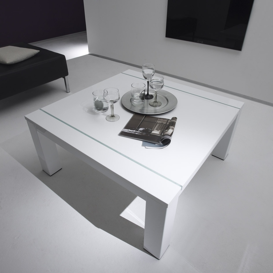 Table basse rectangulaire design laqué blanc Excellence