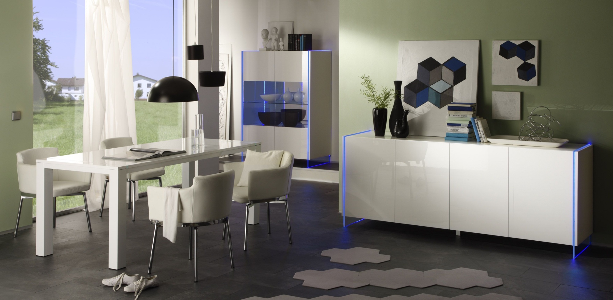 Salle à manger design laqué blanc Excellence | Matelpro