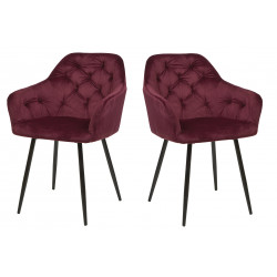 Chaise de salle à manger moderne en tissu velours (lot de 2) Ophelie