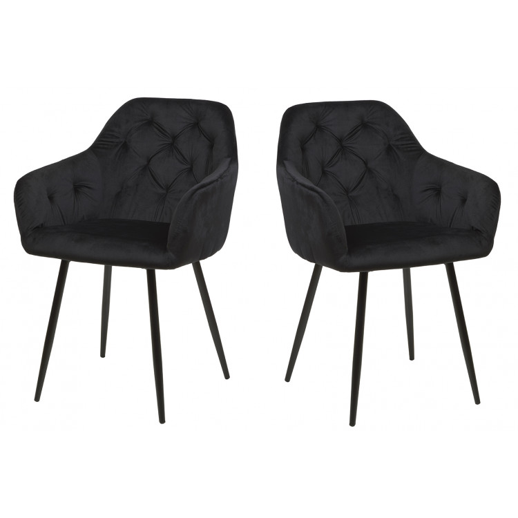 Chaise de salle à manger moderne en tissu velours (lot de 2) Ophelie