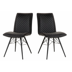 Chaise de salle à manger moderne en tissu noir (lot de 2) Heldie