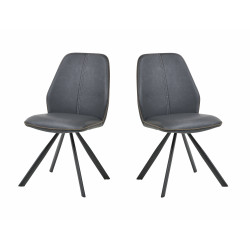 Chaise de salle à manger moderne en PU anthracite (lot de 2) Geralda