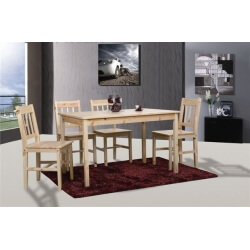 Ensemble table et chaises en pin coloris naturel Corsiva