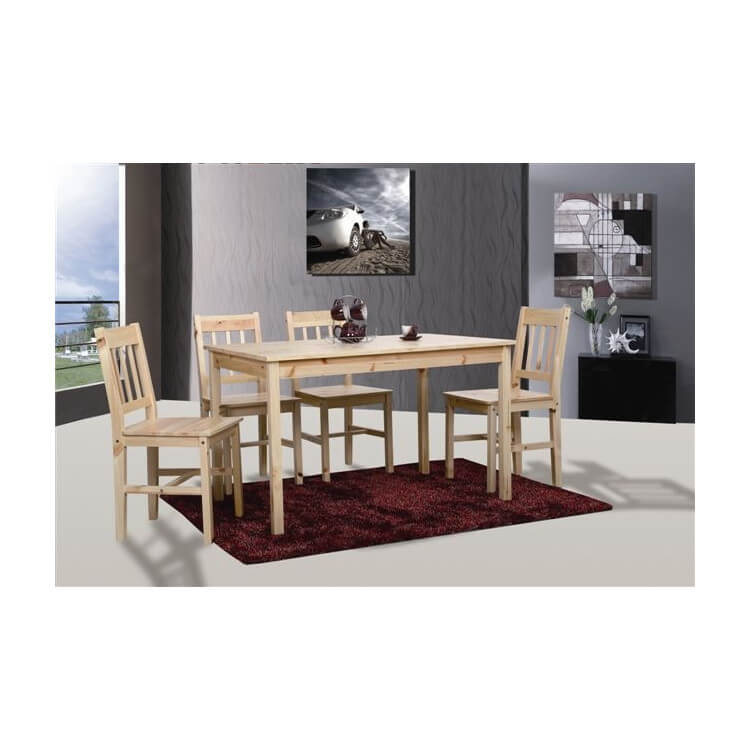 Ensemble table et chaises en pin coloris naturel Corsiva