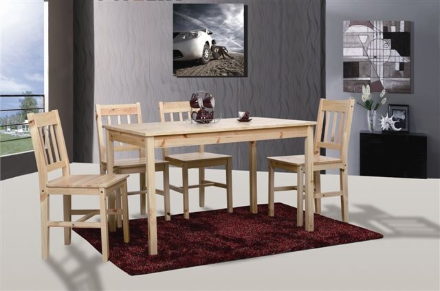 Ensemble table et chaises en pin coloris naturel Corsiva