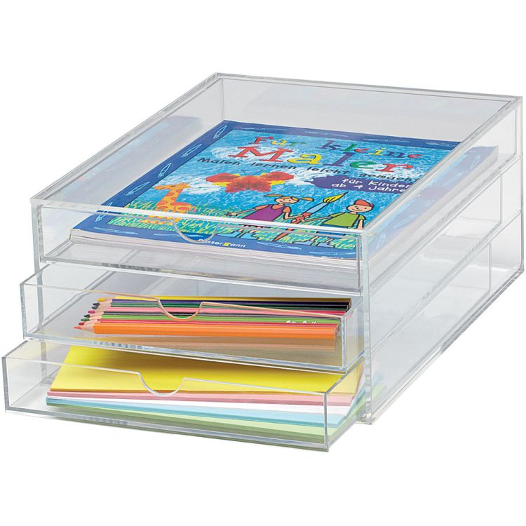 Boîtes en acrylique à 3 tiroirs format A4