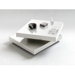Table basse design pivotante laqué blanc Mirella