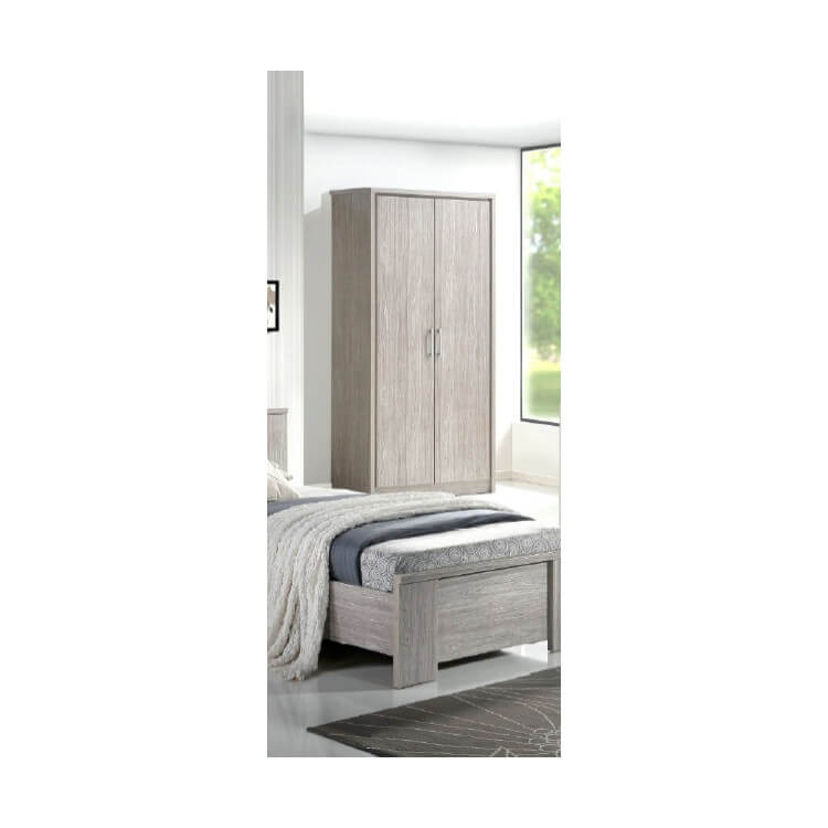 Armoire 2 portes contemporaine chêne gris Kyliane