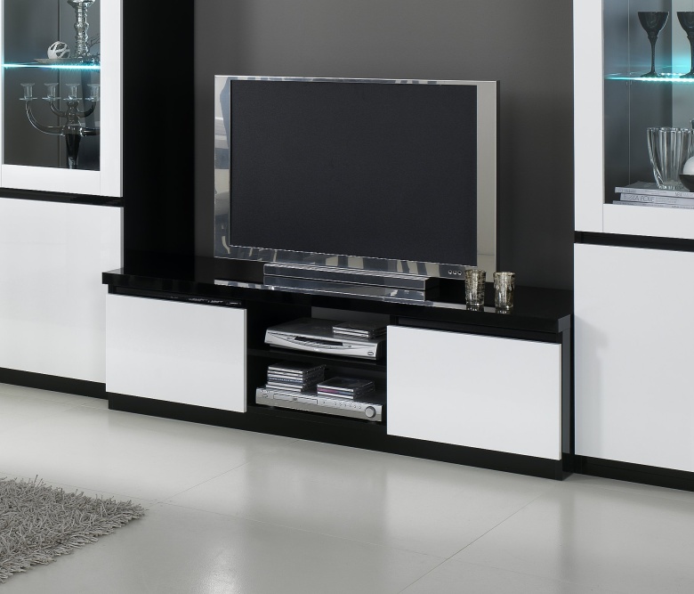 meuble tele blanc et noir