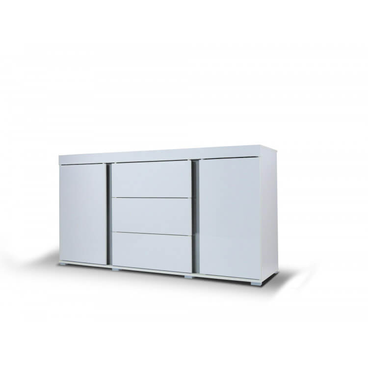 Buffet/bahut design 2 portes/3 tiroirs blanc laqué Camilla