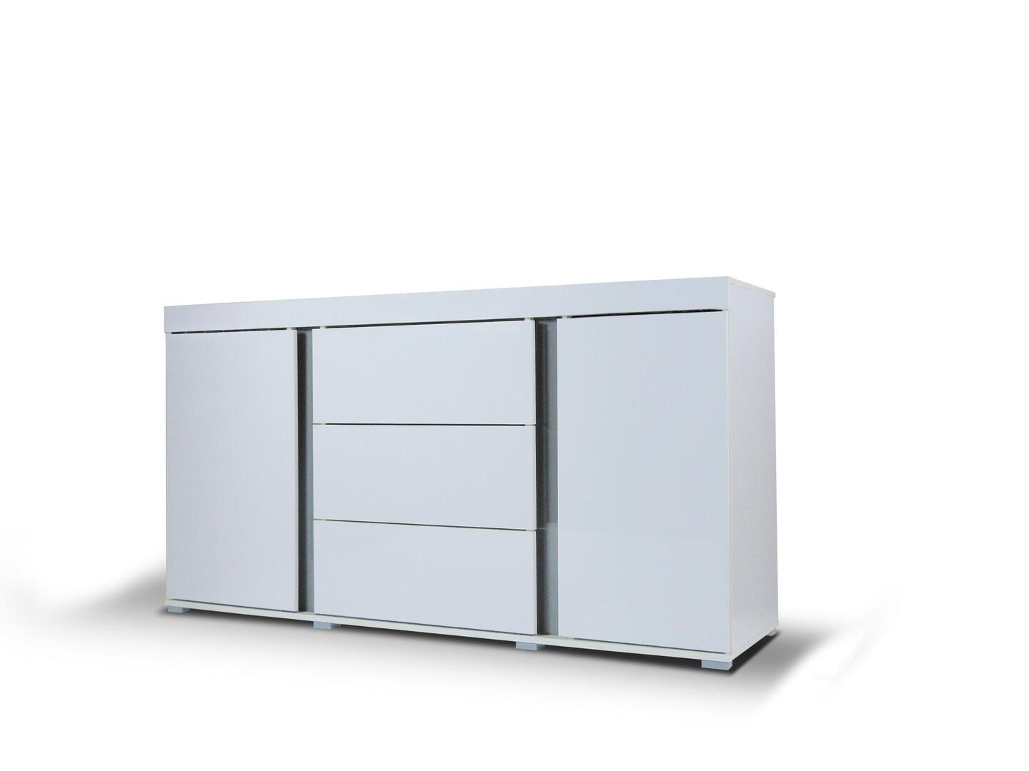 Buffet/bahut design 2 portes/3 tiroirs blanc laqué Camilla