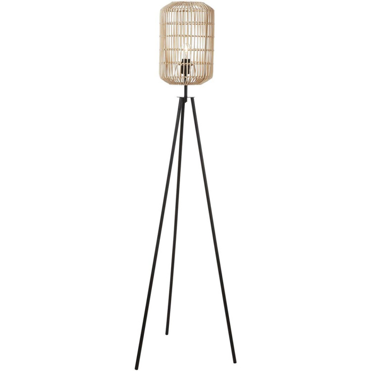 Lampadaire design en rotin naturel pour salon 155 cm Saphir