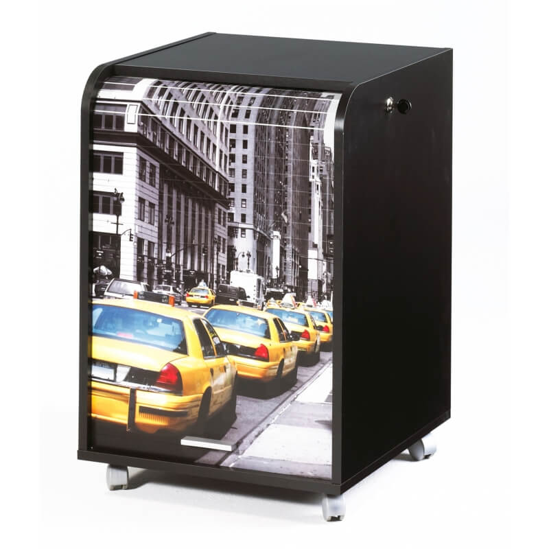Caisson de bureau à rideau design noir New york | Matelpro