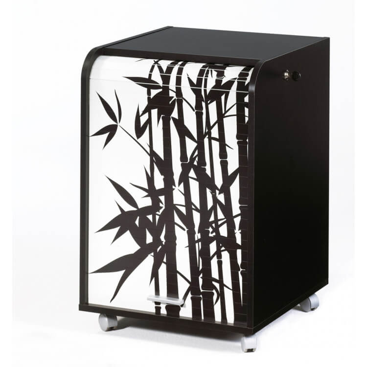 Caisson de bureau à rideau design noir Bambou