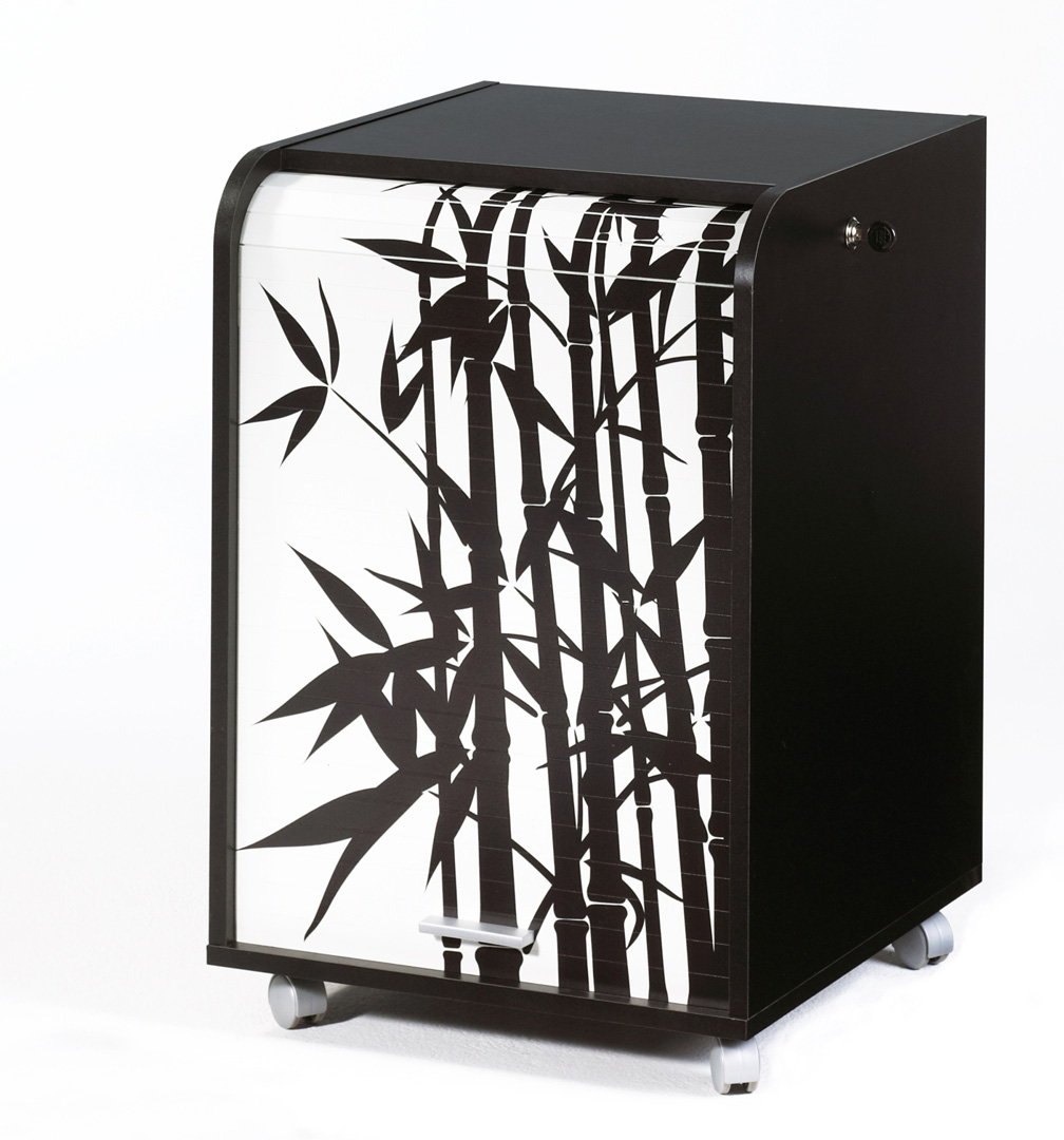 Caisson de bureau à rideau design noir Bambou