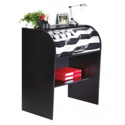 Bureau informatique à rideau design noir Breitz