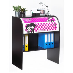 Bureau informatique à rideau design noir Girly