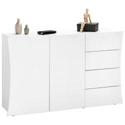 Meuble de rangement moderne 124 cm blanc laqué brillant Arcadi