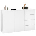 Meuble de rangement moderne 124 cm blanc laqué brillant Arcadi