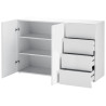 Meuble de rangement moderne 124 cm blanc laqué brillant Arcadi