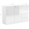 Meuble de rangement moderne 124 cm blanc laqué brillant Arcadi