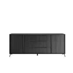 Buffet/bahut 2 portes/3 tiroirs contemporain 205 cm chêne noir Celiane