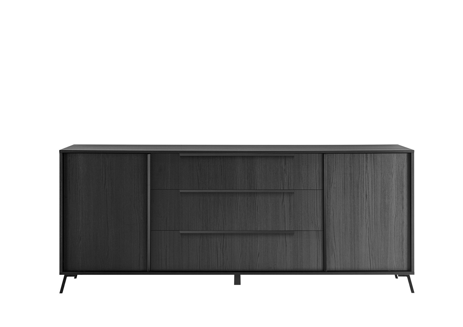 Buffet/bahut 2 portes/3 tiroirs contemporain 205 cm chêne noir Celiane