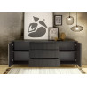 Buffet/bahut 2 portes/3 tiroirs contemporain 205 cm chêne noir Celiane