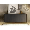 Buffet/bahut 4 portes contemporain 205 cm chêne noir Celiane