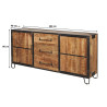 Buffet/bahut industriel 200 cm en bois de manguier massif Panama