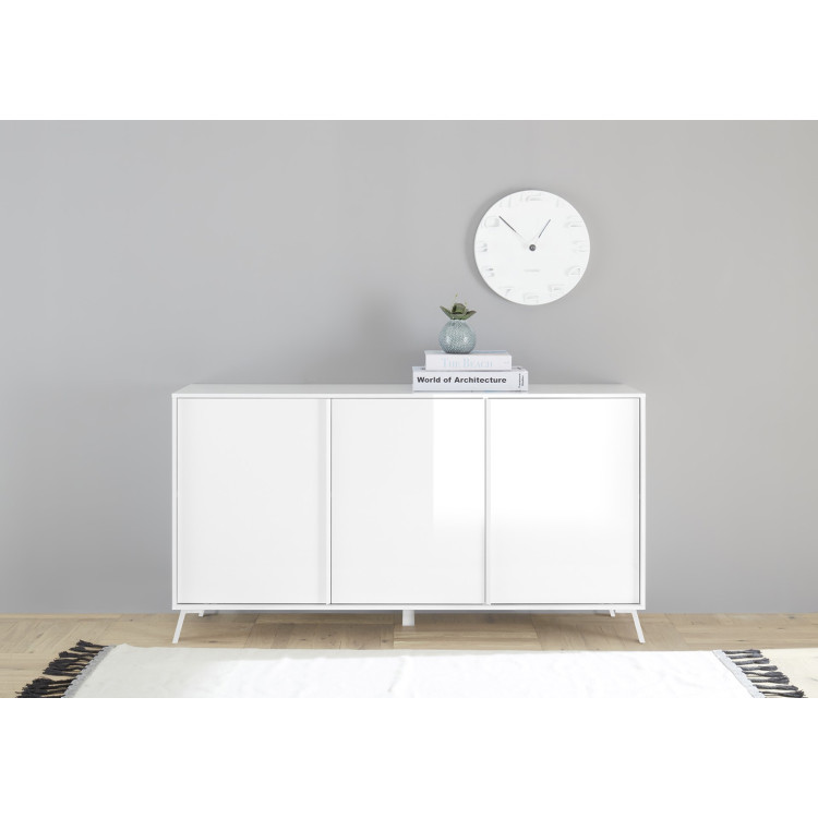 Buffet/bahut moderne 156 cm blanc laqué Enzio