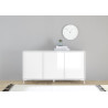 Buffet/bahut moderne 156 cm blanc laqué Enzio