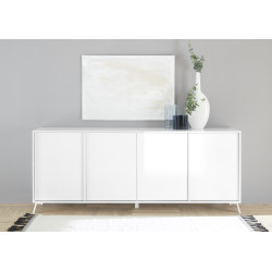 Buffet/bahut 4 portes moderne 205 cm blanc laqué Enzio