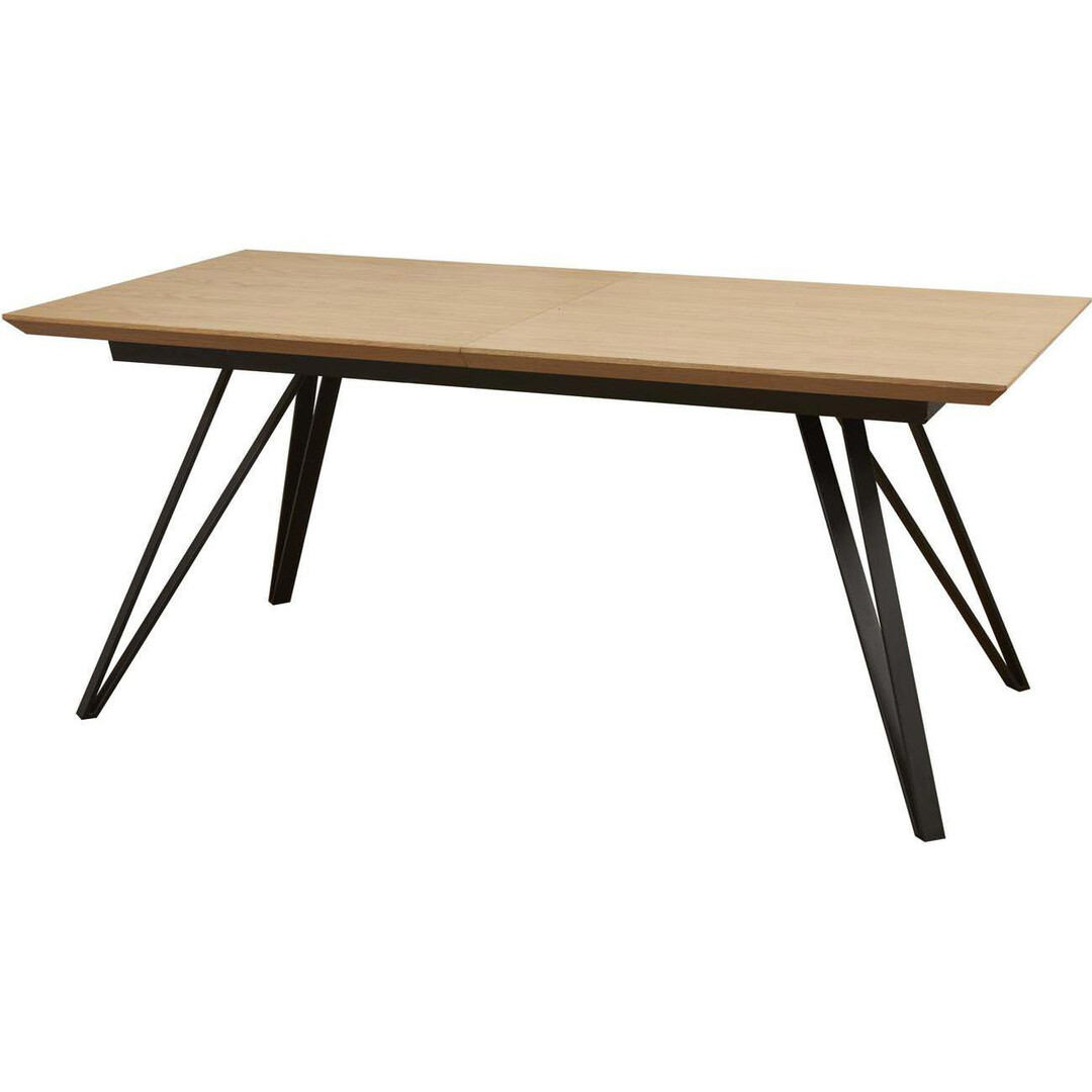 Table repas extensible 160-200cm plateau bois avec rangement