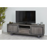 Meuble TV contemporain 160 cm en acacia massif gris Mayane