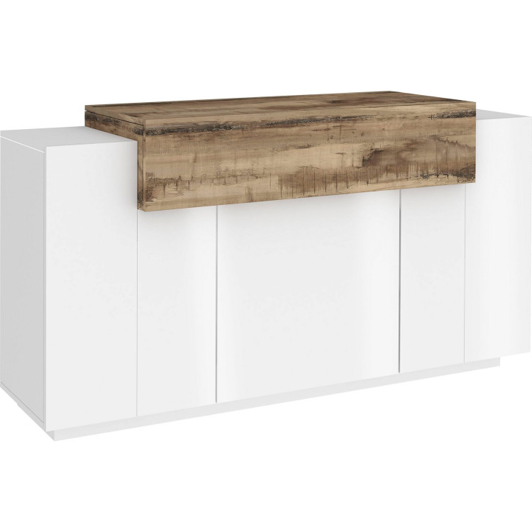 Meuble de rangement moderne 140 cm laqué blanc Corsiva