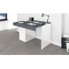 Bureau moderne plateau coulissant 100 cm laqué blanc Asmine