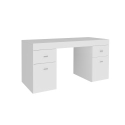 Bureau moderne plateau coulissant 130 cm laqué blanc Asmine