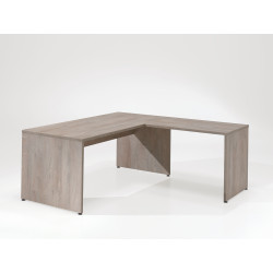 Bureau d'angle contemporain pieds en bois chêne clair Othello