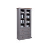 Vitrine style campagne 90 cm en pin massif vernis gris Louisa
