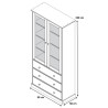 Vitrine style campagne 90 cm en pin massif vernis gris Louisa