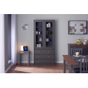 Vitrine style campagne 90 cm en pin massif vernis gris Louisa