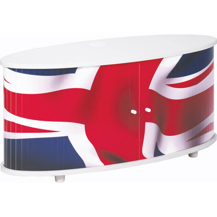 Meuble TV design blanc imprimé drapeau Diabolo